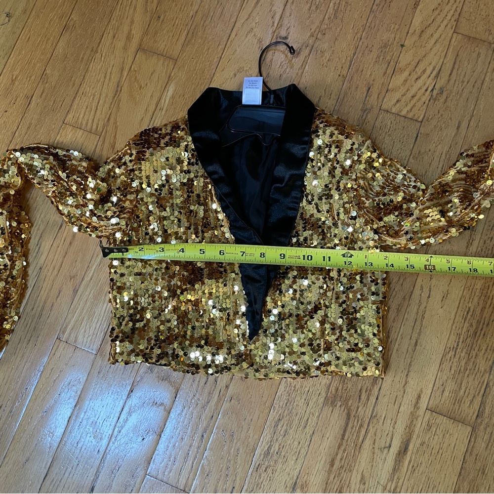 NWOT Balera Gold and Black Costume Halloween Dance Bolero Sequin Jacket Size L - Picture 6 of 8